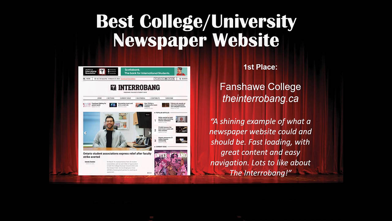 Header image for the article Interrobang wins two provincewide awards