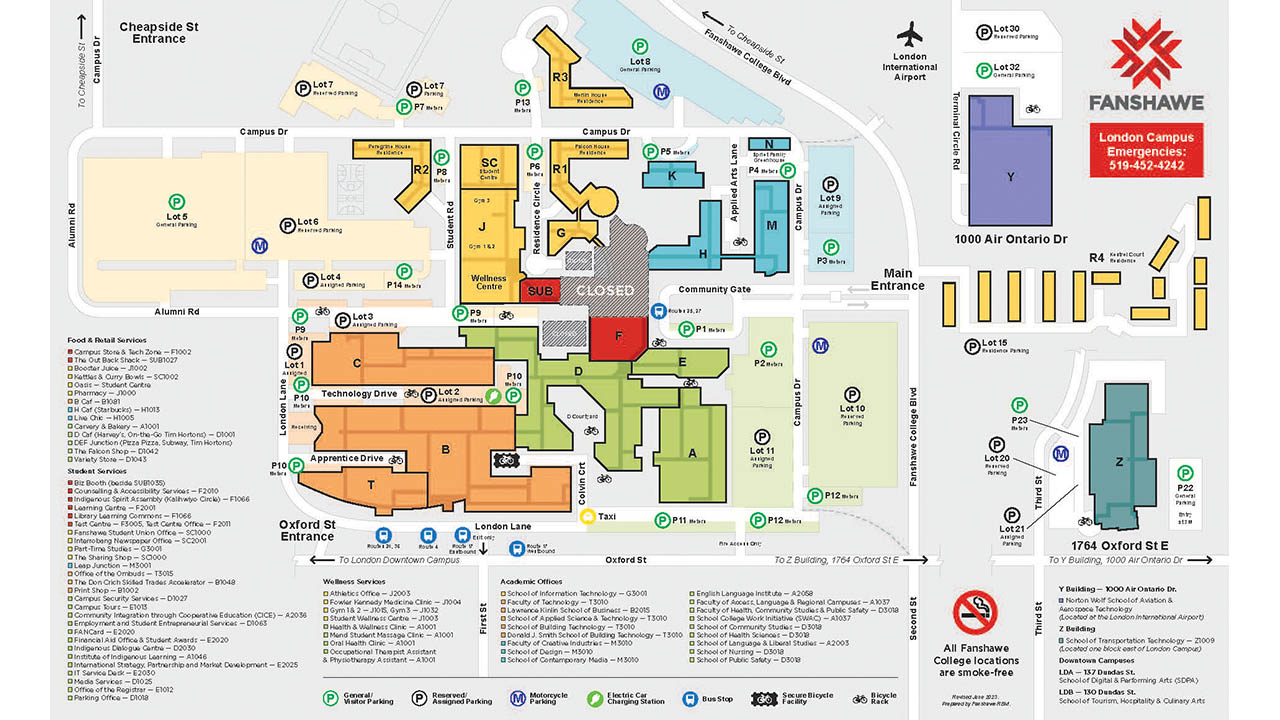 A map of Fanshawe College's campus