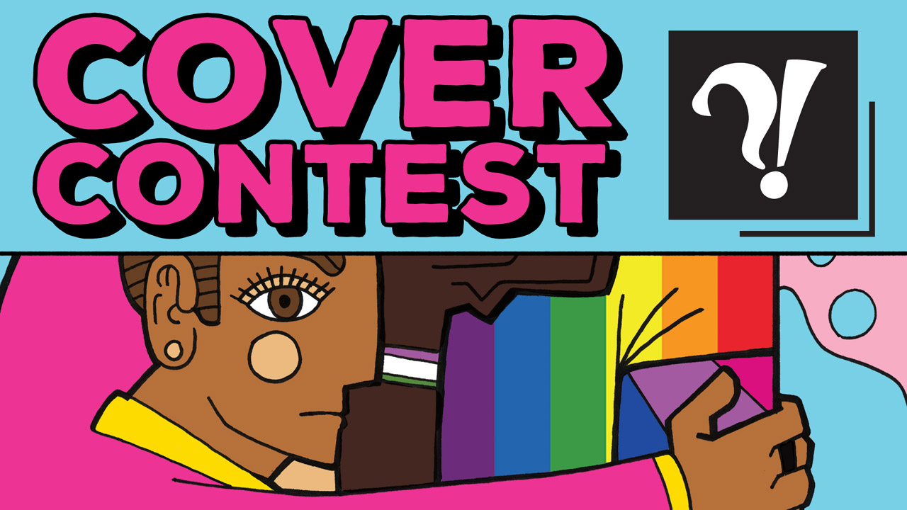 text: COVER CONTEST with Interrobang logo