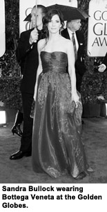 Sandra Bullock wearing Bottega Veneta at the Golden Globes