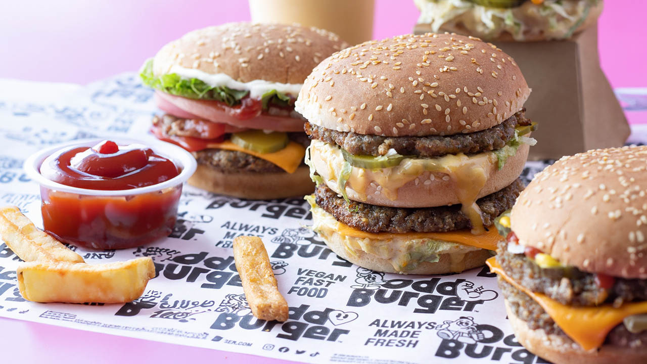 A photo of Odd Burger's 'Famous Burger'.