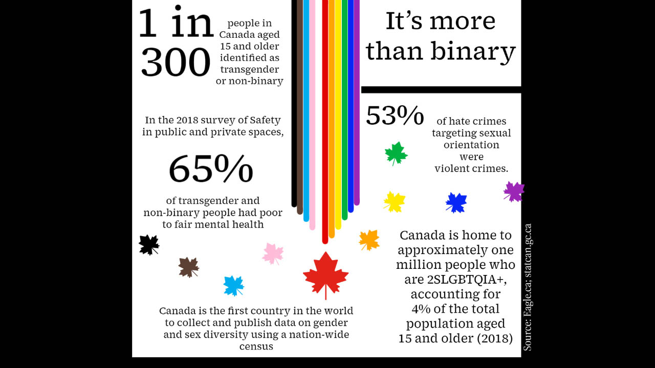 An infographic showing statistics about LGBTQ+ populations.