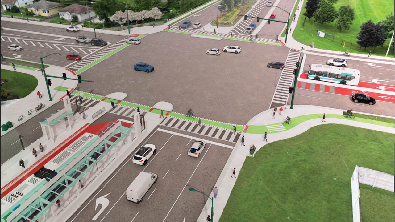 A rendering of the finished intersection of Highbury Ave. and Oxford St. 