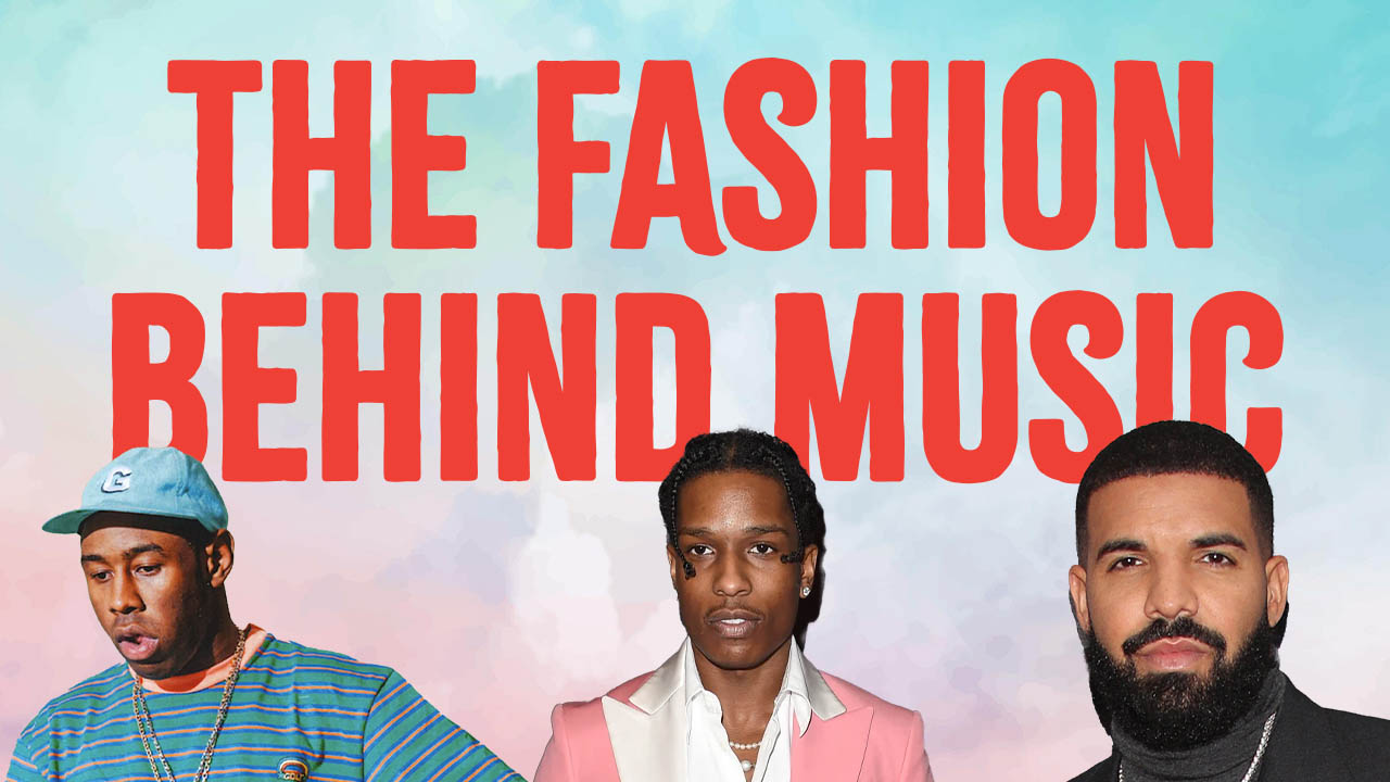 Graphic showing the title: The fashion behind music