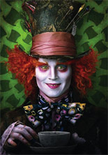 Johnny Depp stars as the Mad Hatter in Alice in Wonderland.