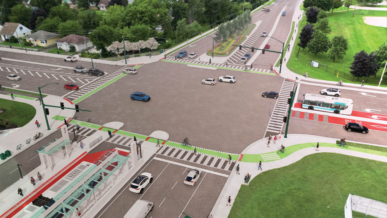 A mock-up of the completed construction project at the intersection at Highbury and Oxford.