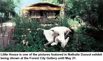 Little House is one of the pictures featured in Nathalie Daoust exhibit being shown at the Forest City Gallery until
May 21.