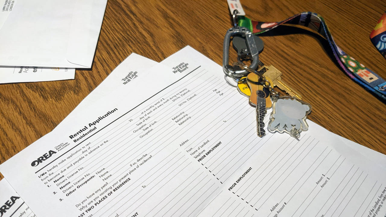Rental paperwork and keys.
