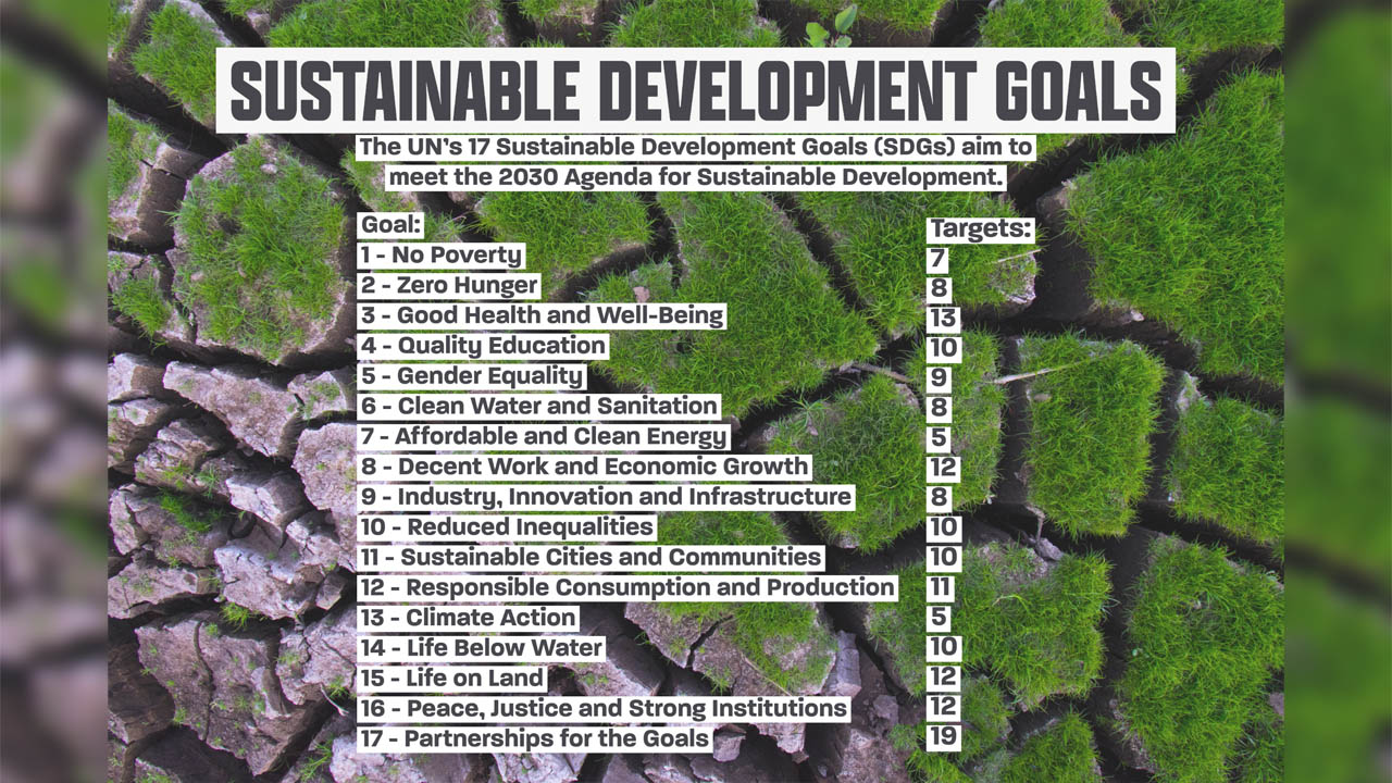 A list of sustainable development goals.