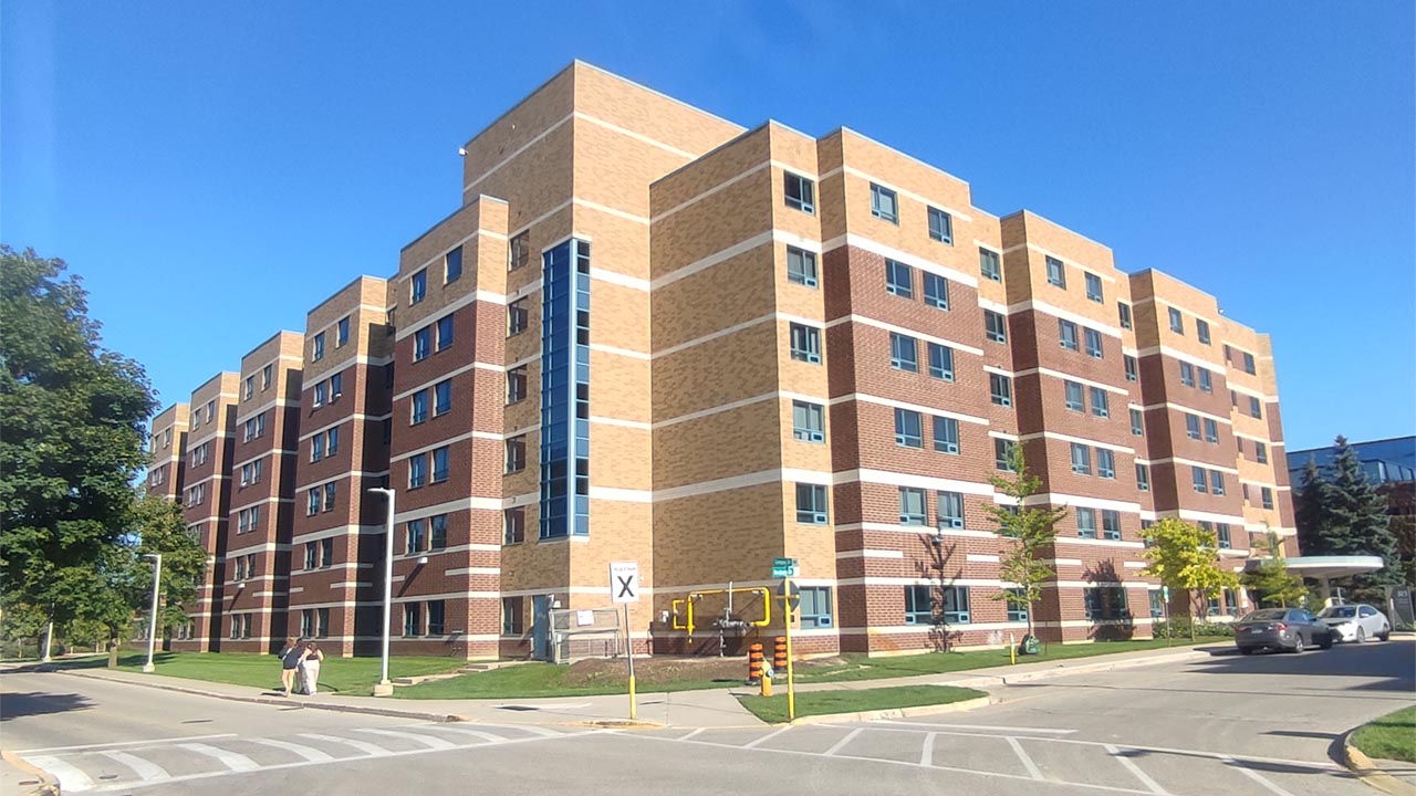 A photo of Falcon House residence at Fanshawe College.