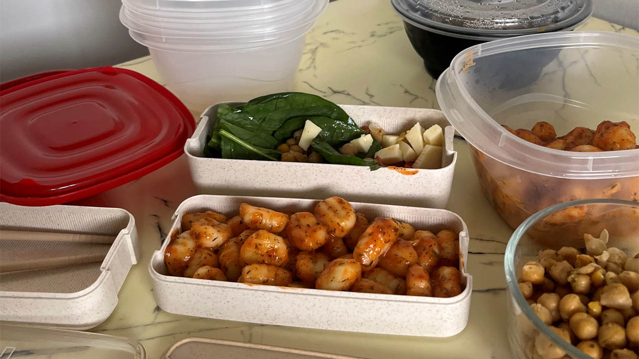 Meals prepped in containers