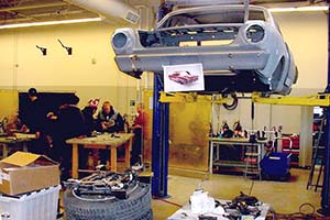 Fanshawe faculty and students restore a 1967 Ford Falcon for Fanshawe's 50th anniversary photos