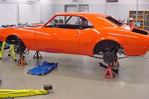 Fanshawe faculty and students restore a 1967 Ford Falcon for Fanshawe's 50th anniversary photos