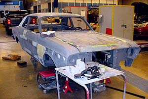 Fanshawe faculty and students restore a 1967 Ford Falcon for Fanshawe's 50th anniversary photos