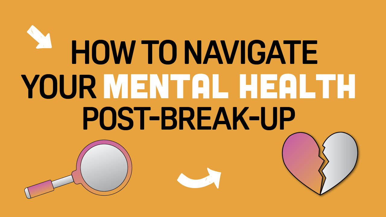 A graphic showing the title: How to navigate your mental health post-break-up