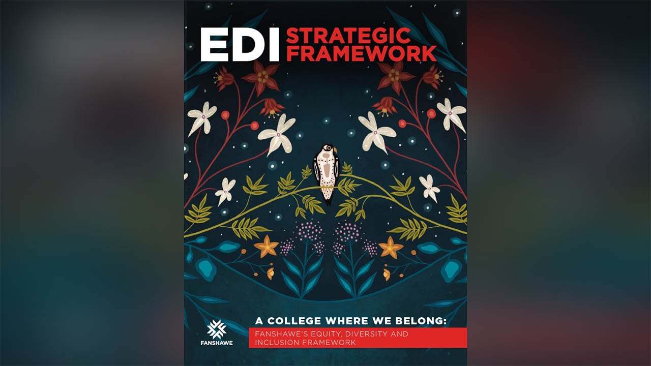 A graphic showing a falcon among flowers with the words: EDI Strategic Framework