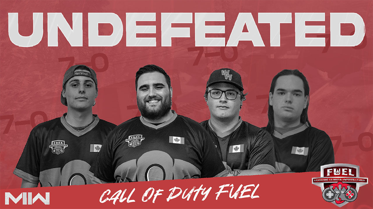 A graphic showing photos of the Fuel Call of Duty team under the word Undefeated