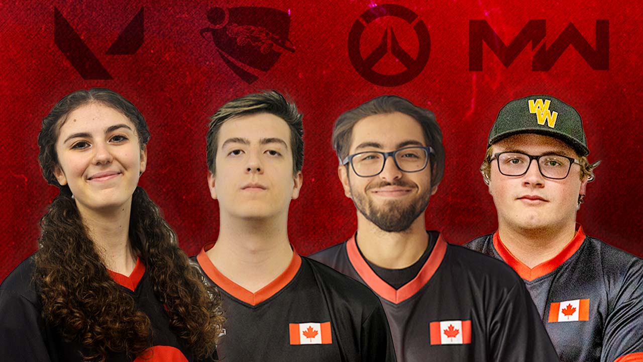 A graphic showing the four Fuel players representing the different teams who competed in the Esports nationals