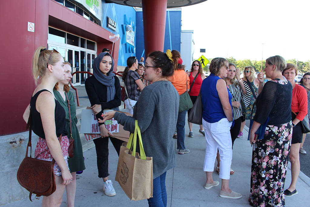 Protesters at Unplanned screening